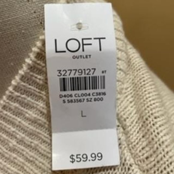 NWT 100% Cotton Loft Cream Beige Cardigan Size Large-Coastal Grandmother - Picture 2 of 3